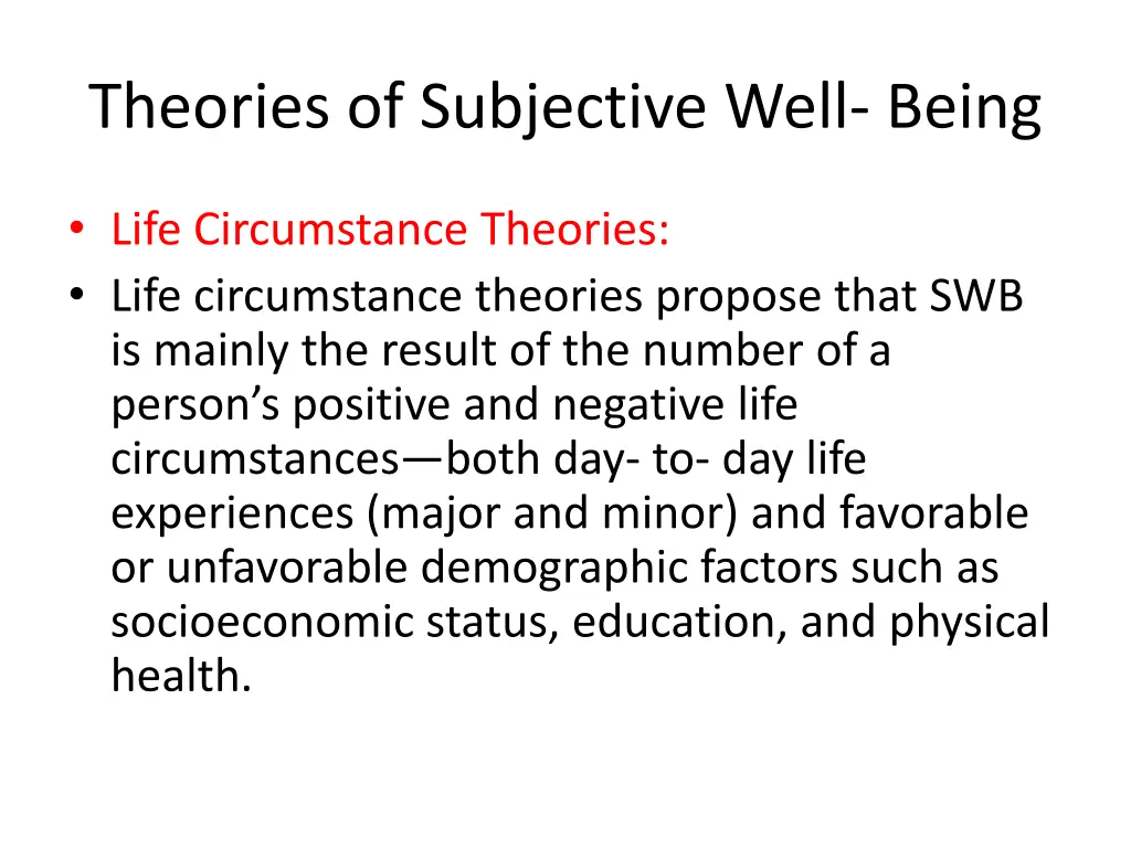 theories of subjective well being