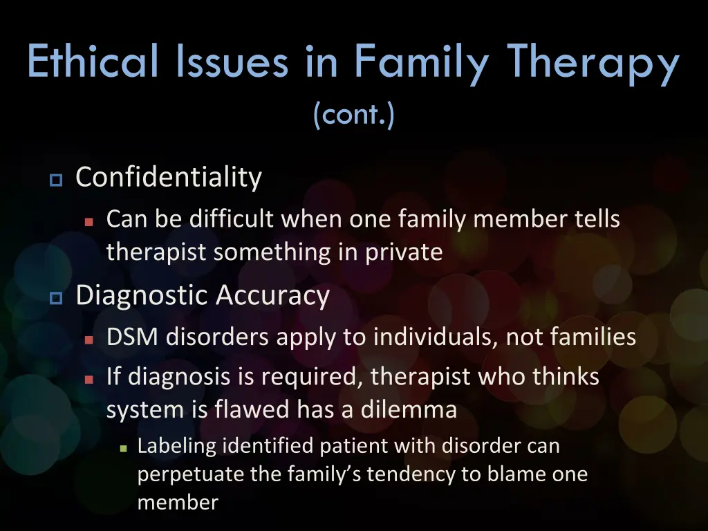 ethical issues in family therapy cont