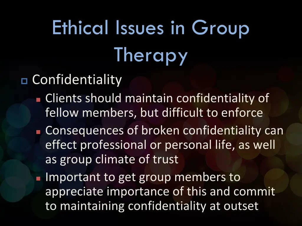 ethical issues in group therapy