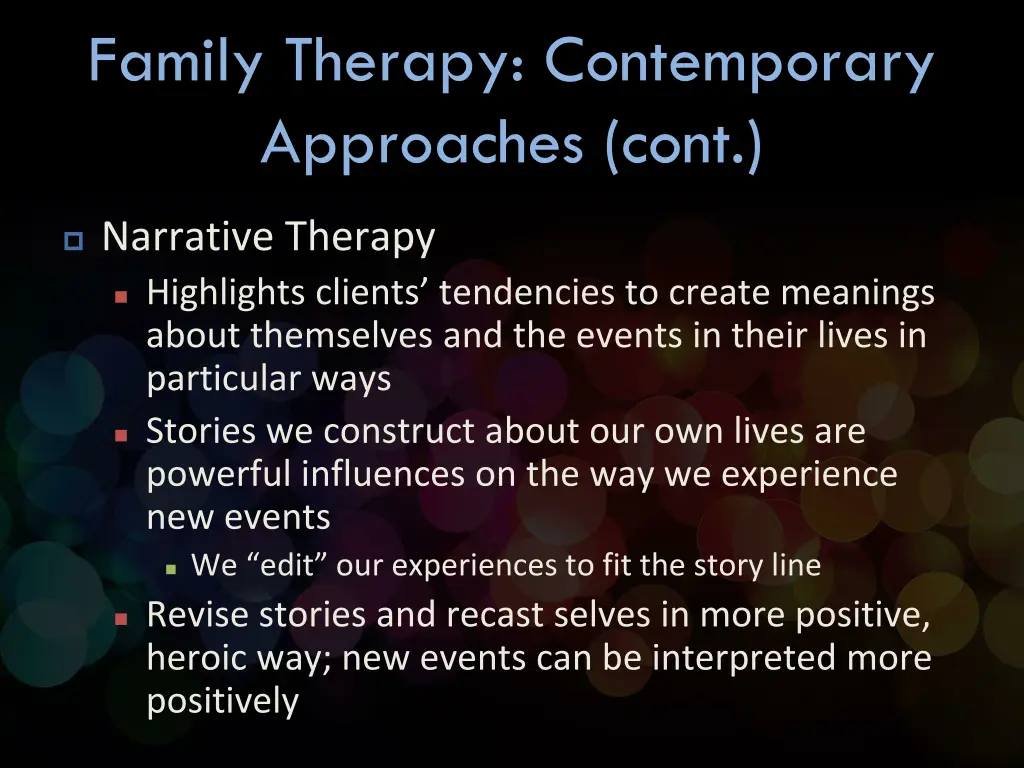 family therapy contemporary approaches cont