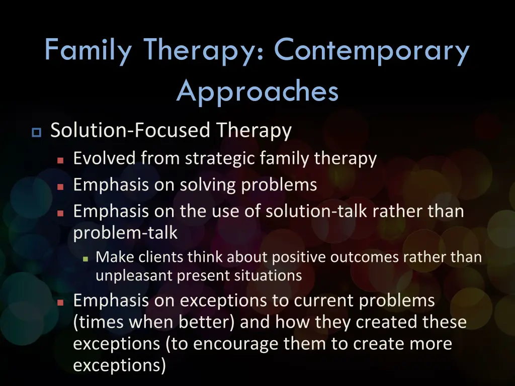 family therapy contemporary approaches