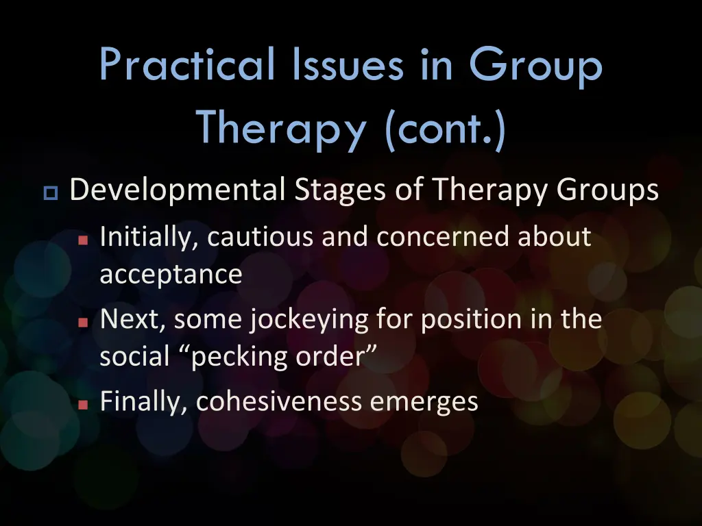 practical issues in group therapy cont 1