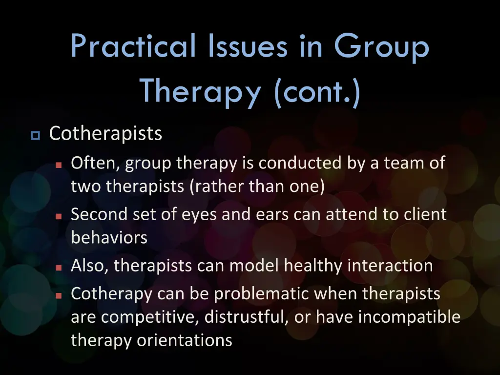 practical issues in group therapy cont 2