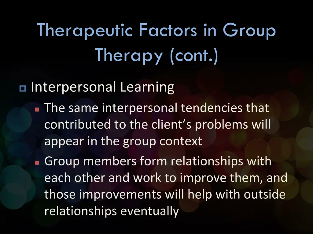 therapeutic factors in group therapy cont 1