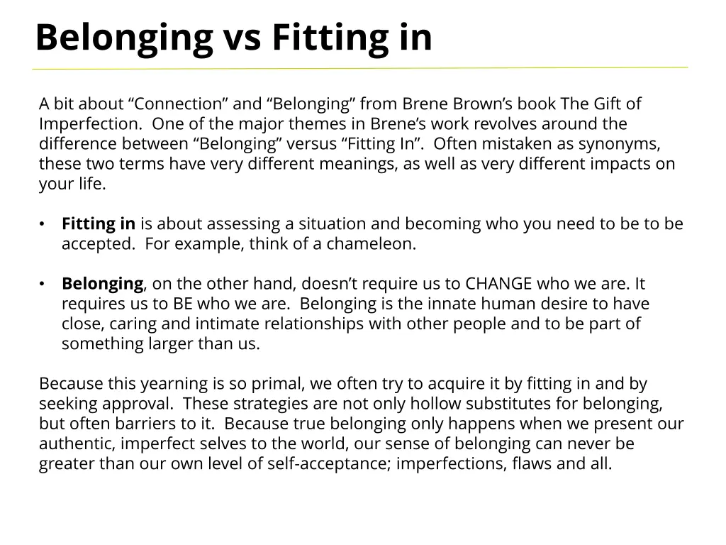 belonging vs fitting in