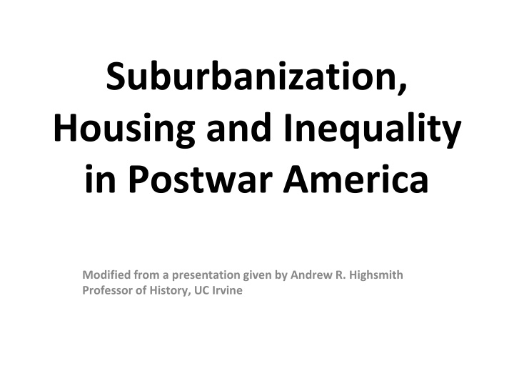 suburbanization housing and inequality in postwar