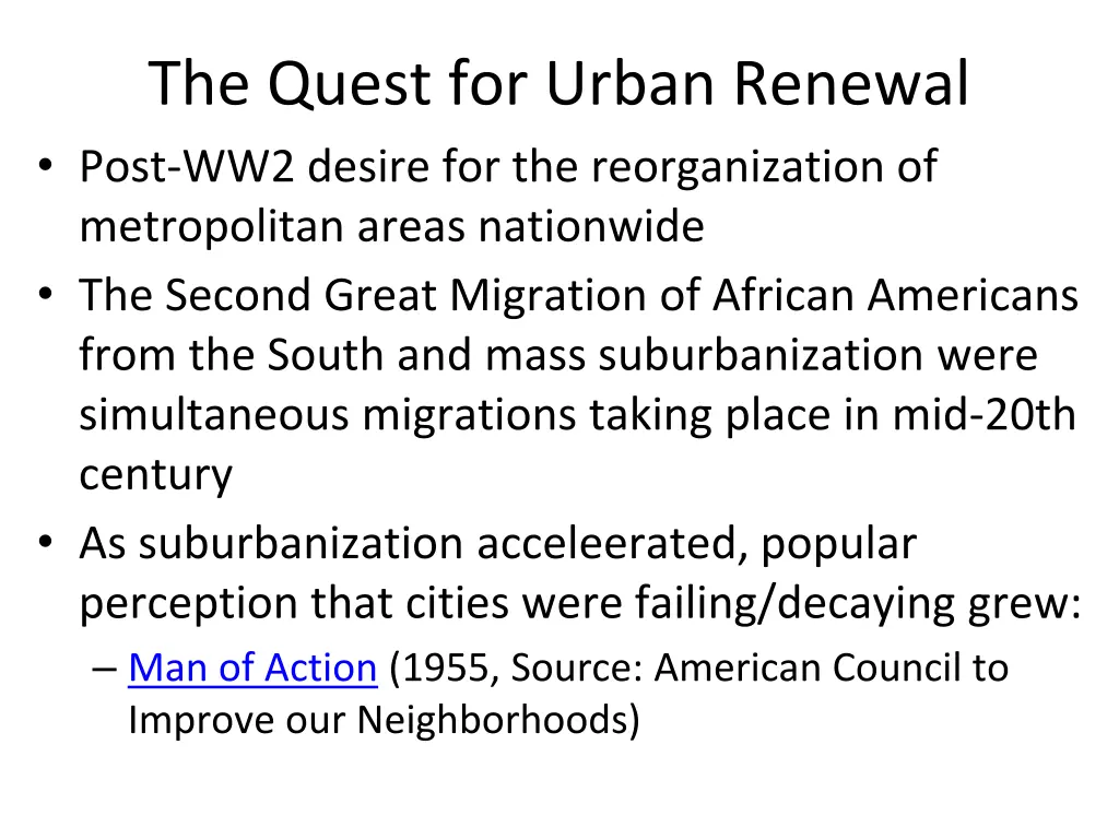 the quest for urban renewal post ww2 desire