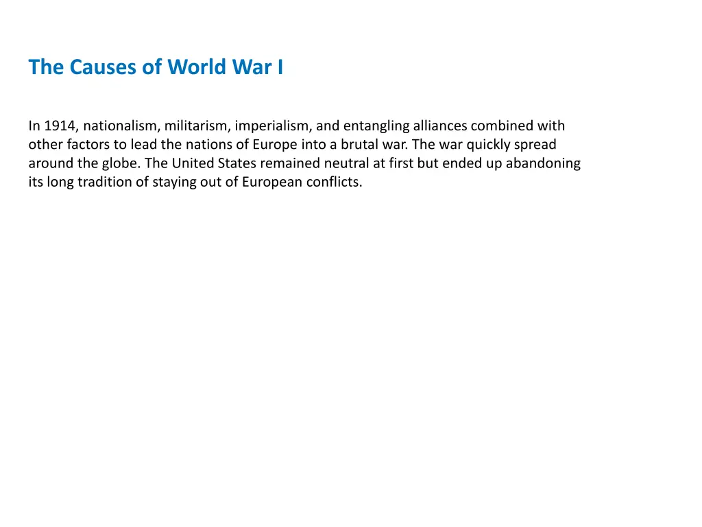 the causes of world war i