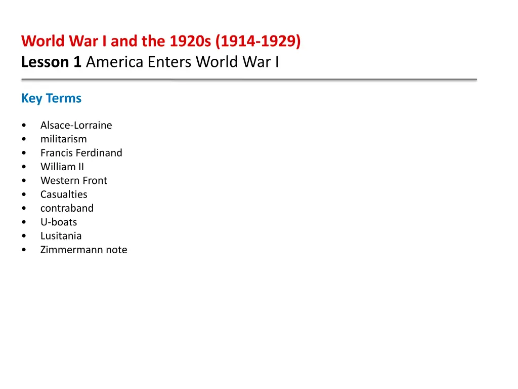 world war i and the 1920s 1914 1929 lesson 1