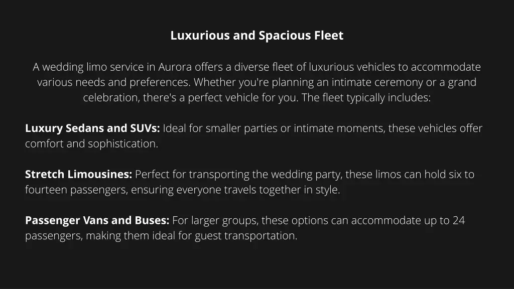 luxurious and spacious fleet