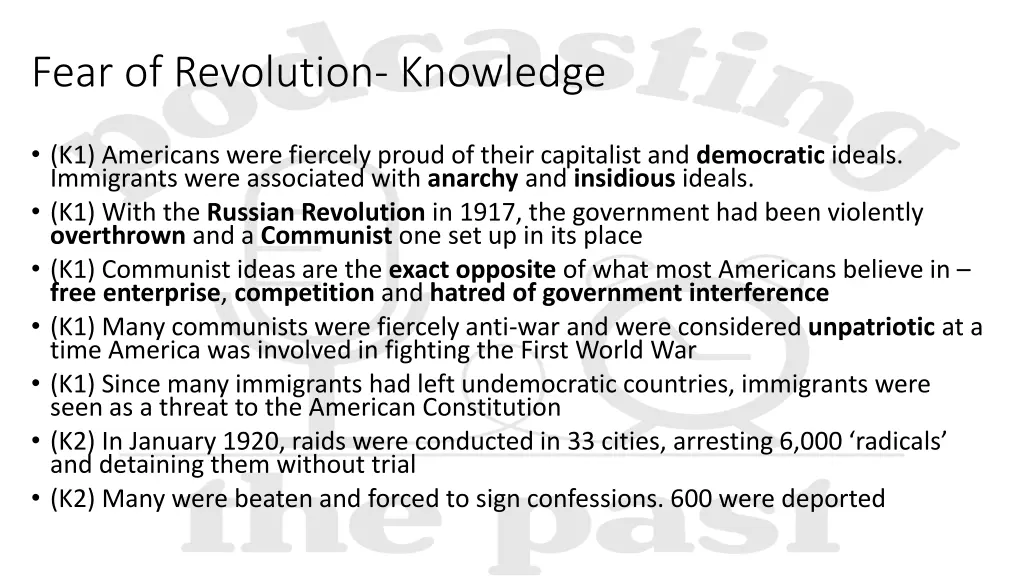 fear of revolution knowledge