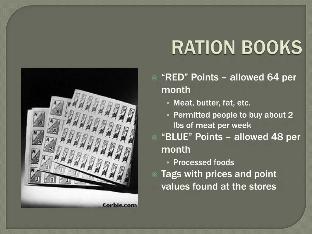 red points allowed 64 per month meat butter