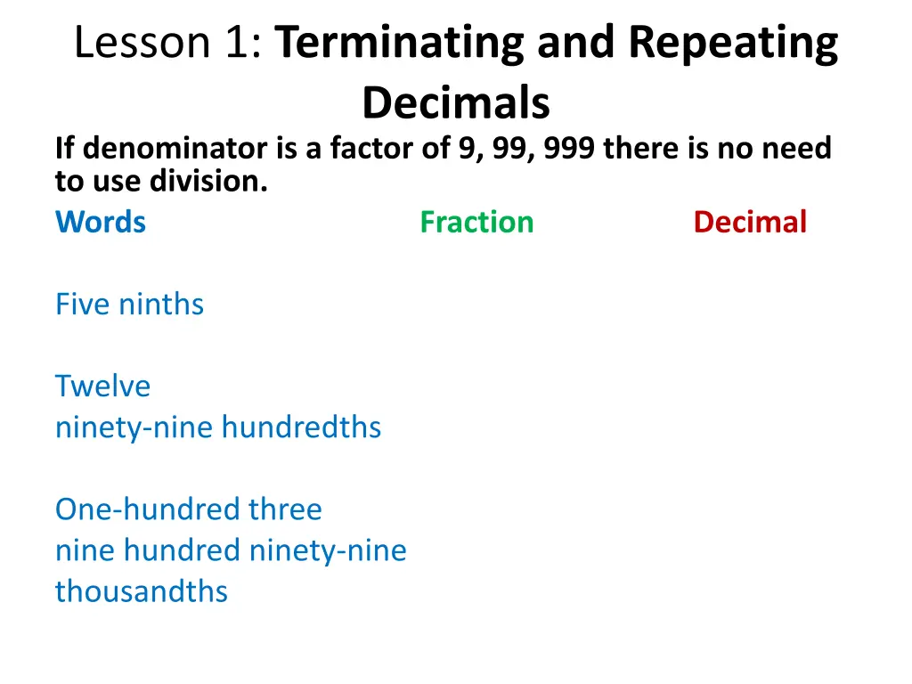 lesson 1 terminating and repeating decimals 13