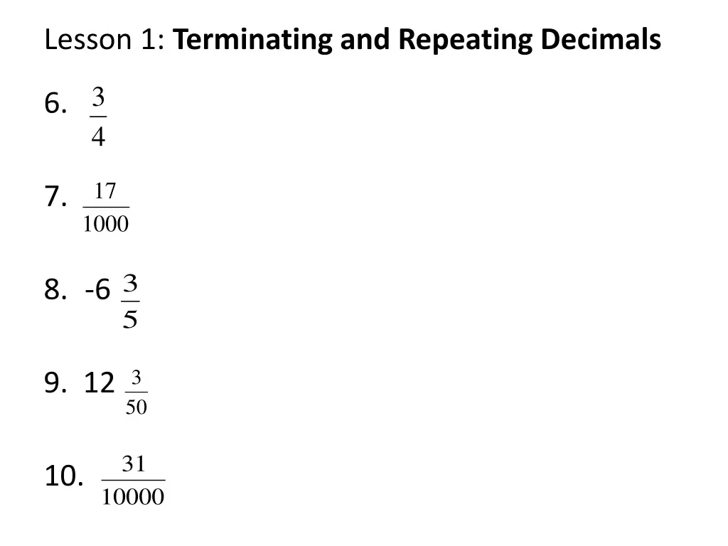 lesson 1 terminating and repeating decimals 15