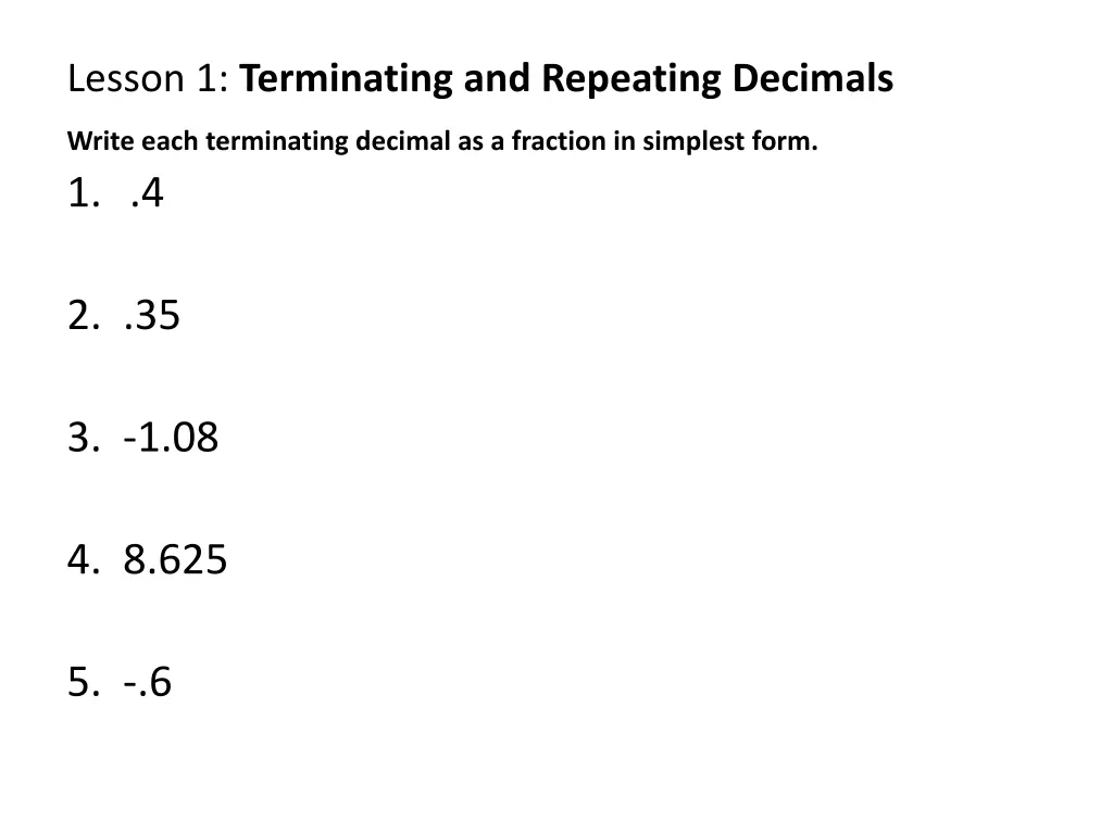 lesson 1 terminating and repeating decimals 16