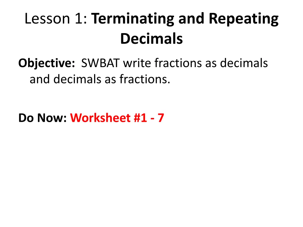 lesson 1 terminating and repeating decimals