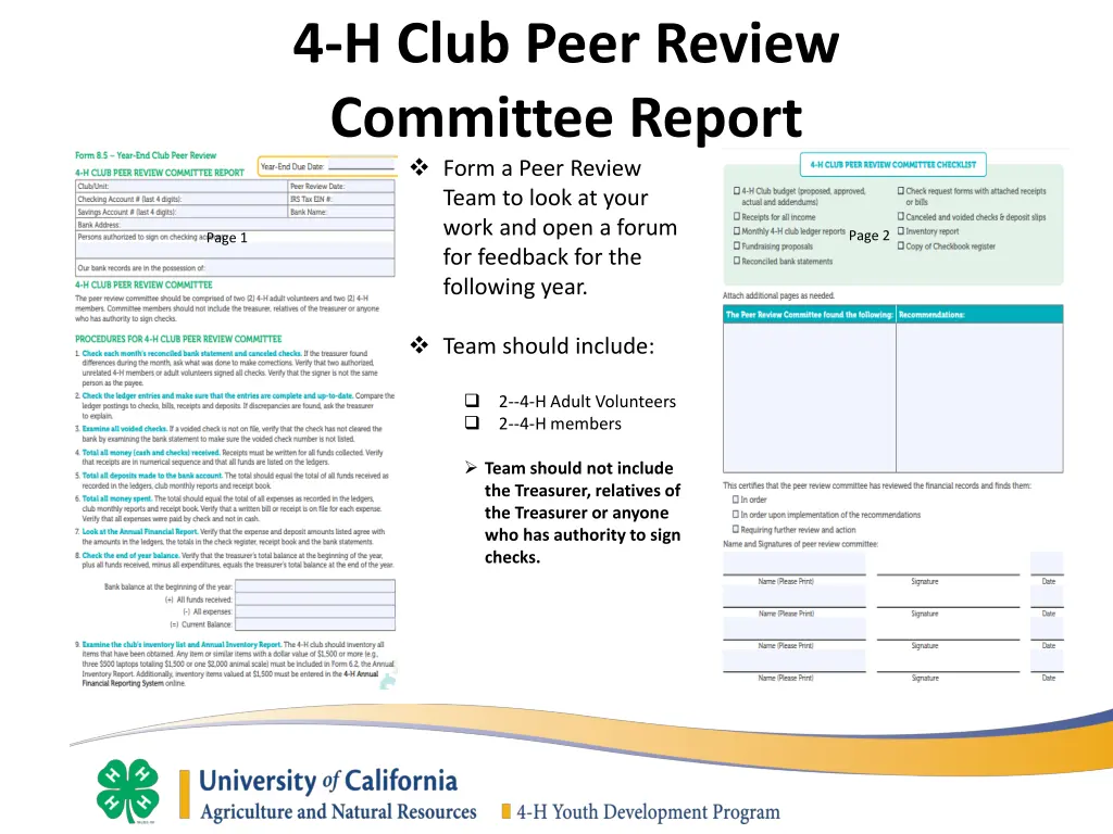 4 h club peer review committee report form a peer