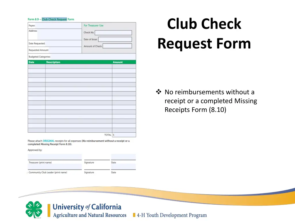 club check request form