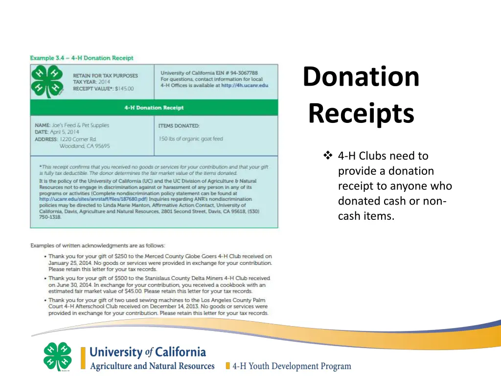 donation receipts