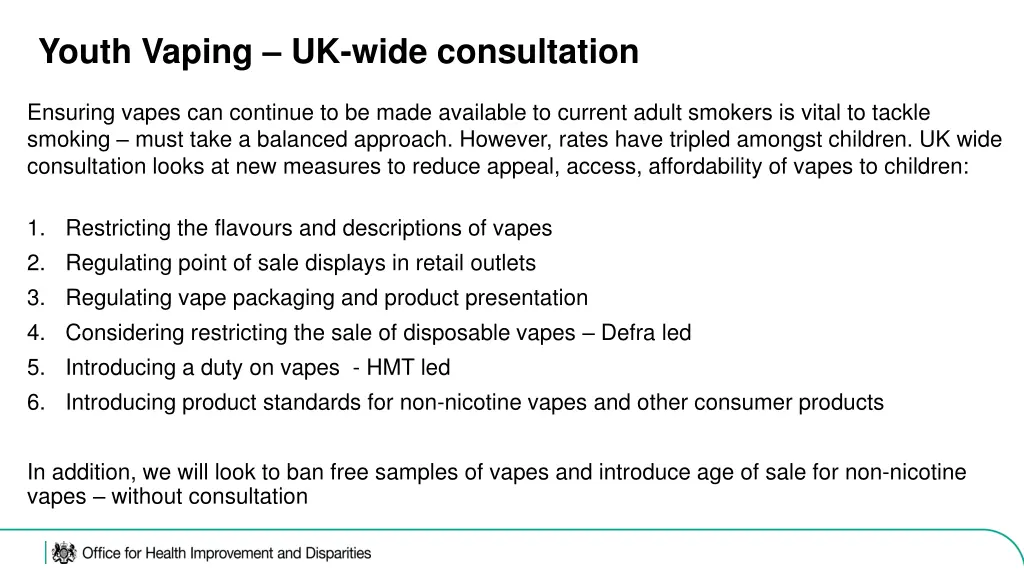 youth vaping uk wide consultation