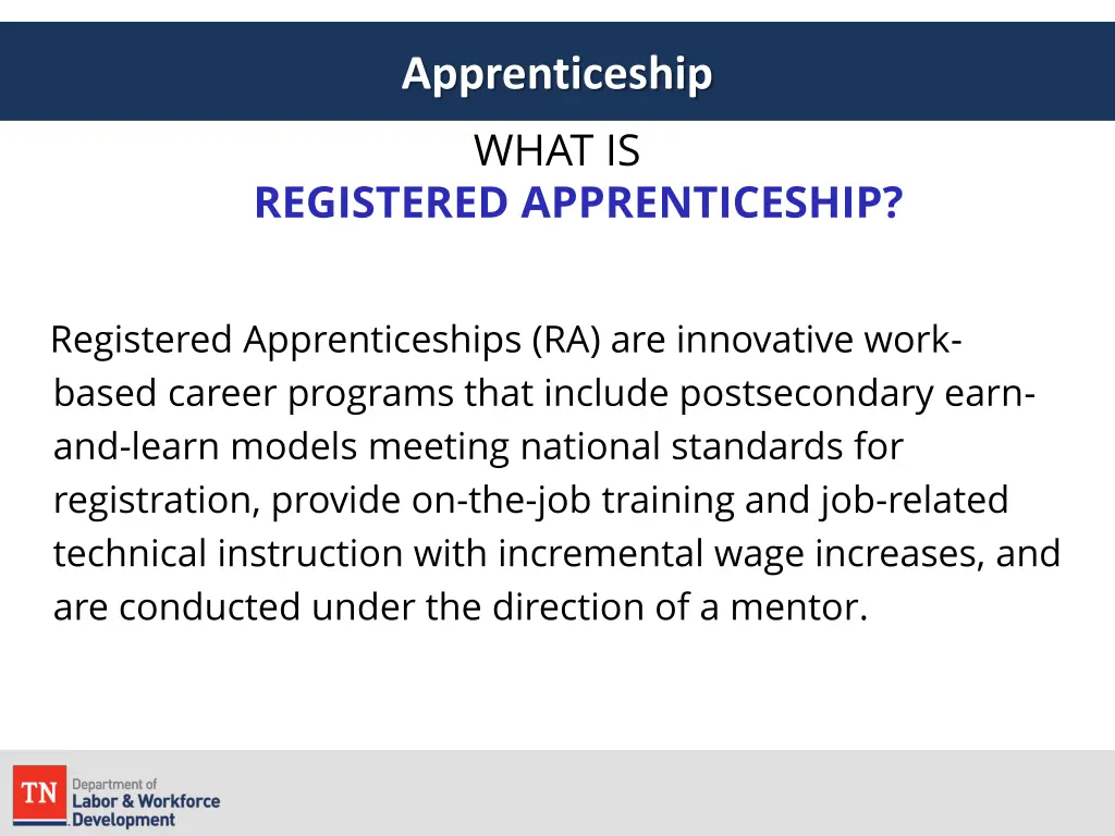 apprenticeship what is registered apprenticeship