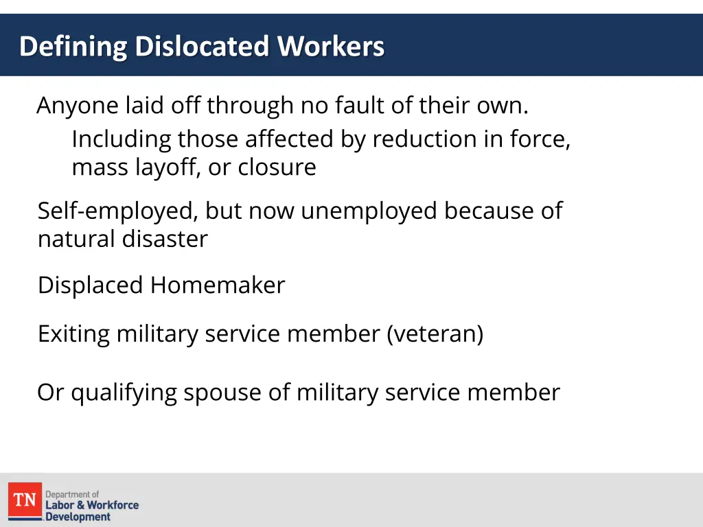 defining dislocated workers