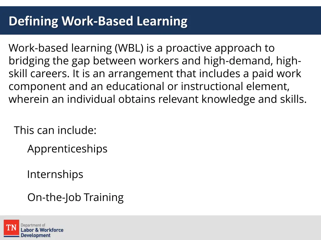 defining work based learning