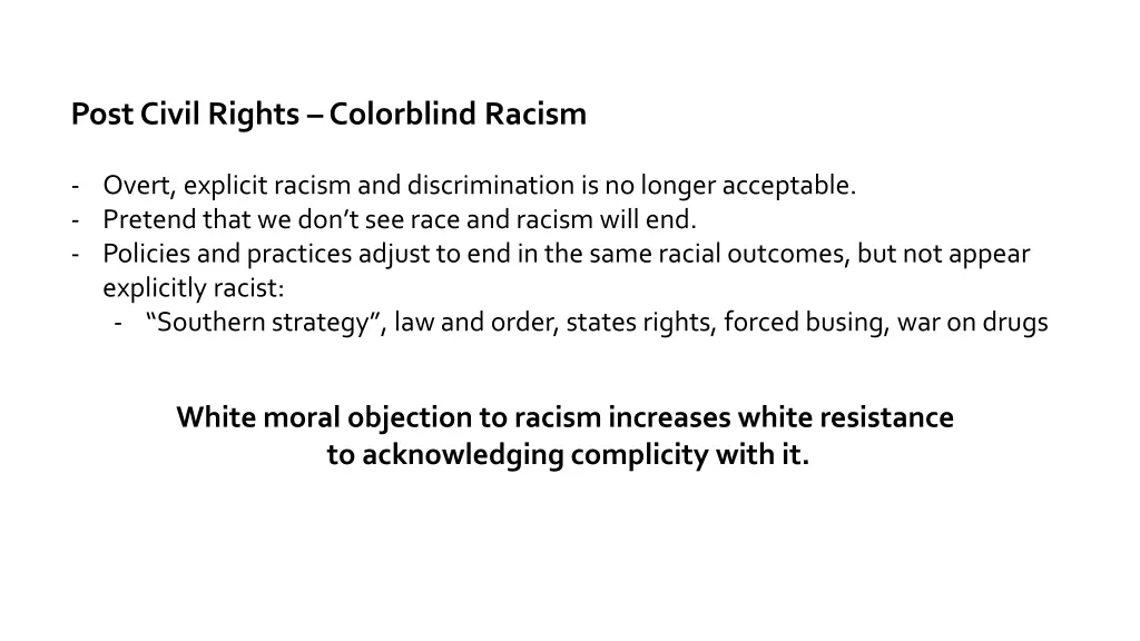 post civil rights colorblind racism