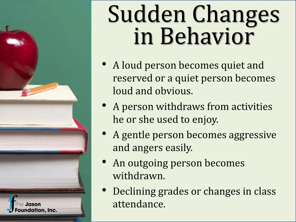 sudden changes in behavior a loud person becomes