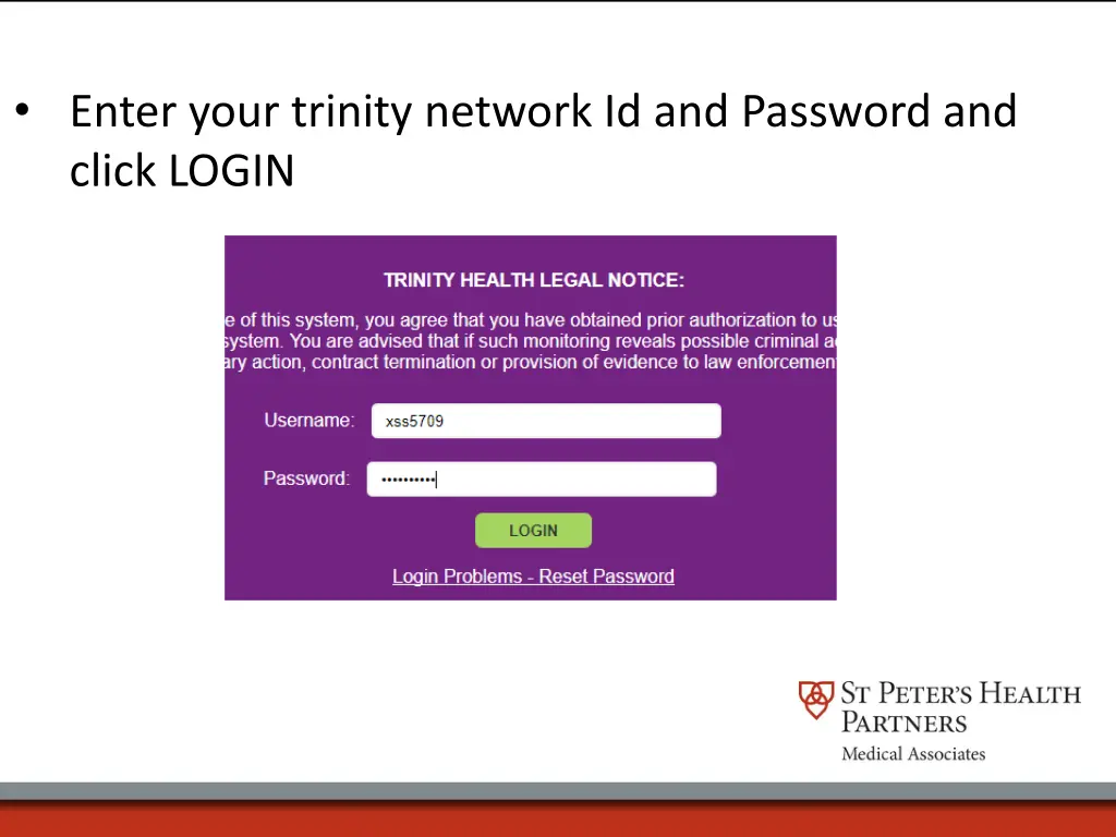 enter your trinity network id and password