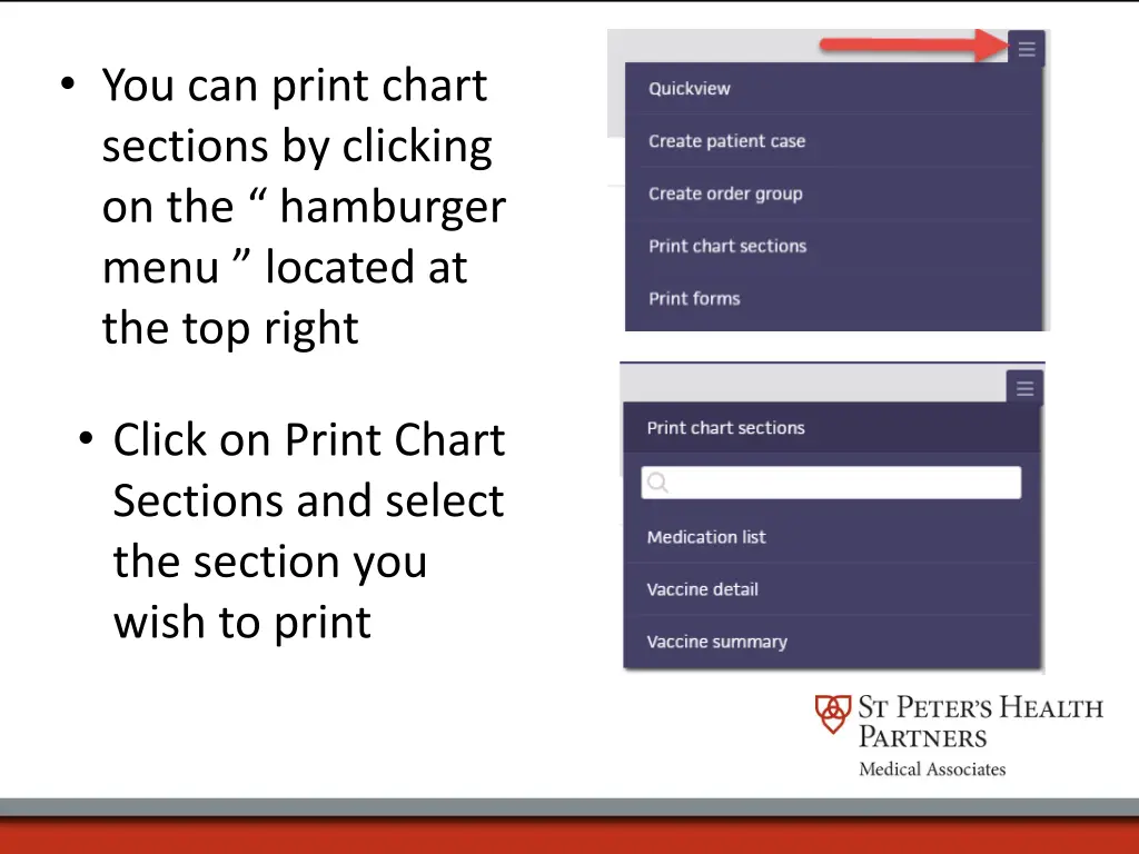 you can print chart sections by clicking