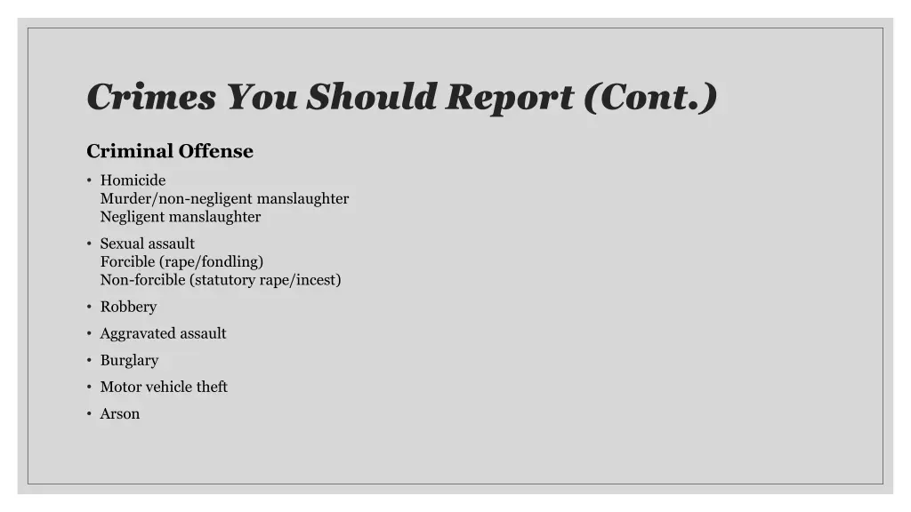 crimes you should report cont