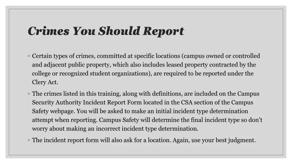 crimes you should report