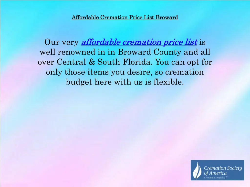 affordable cremation price list broward