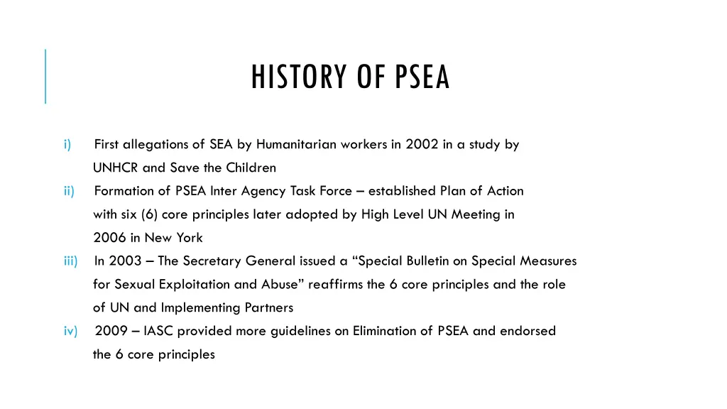 history of psea