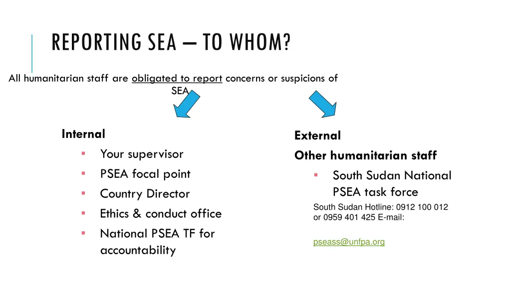 reporting sea to whom