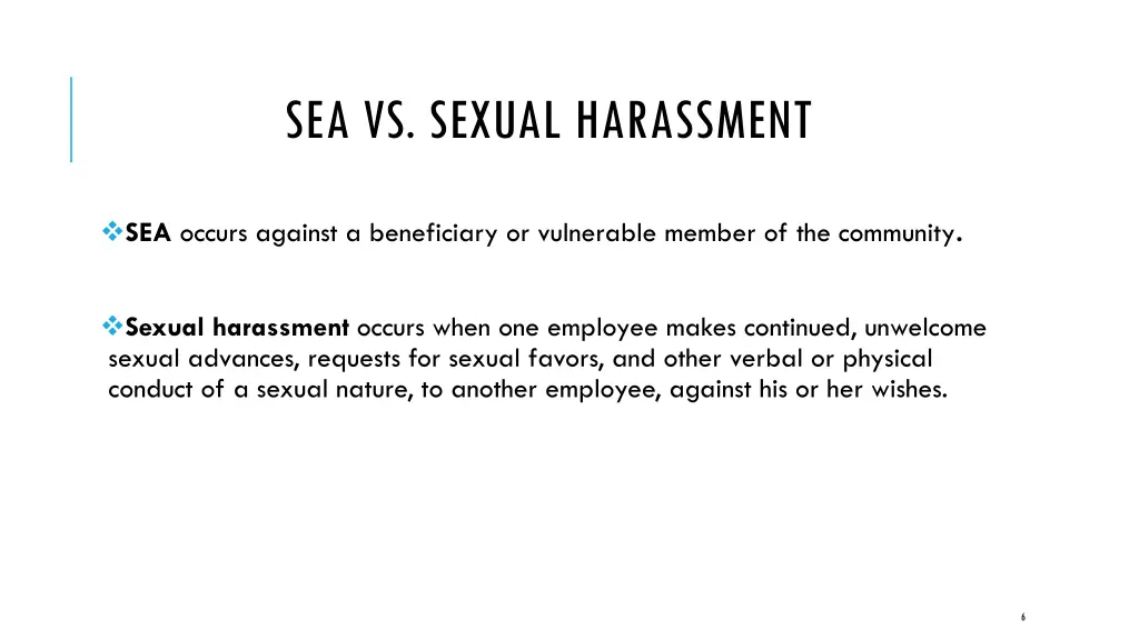 sea vs sexual harassment