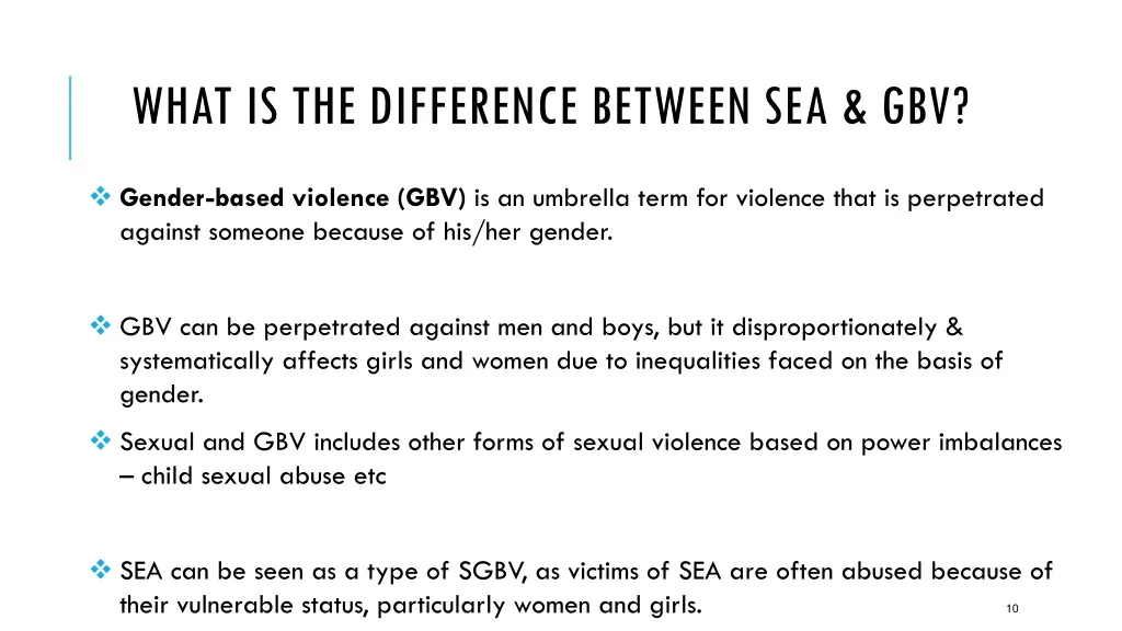 what is the difference between sea gbv