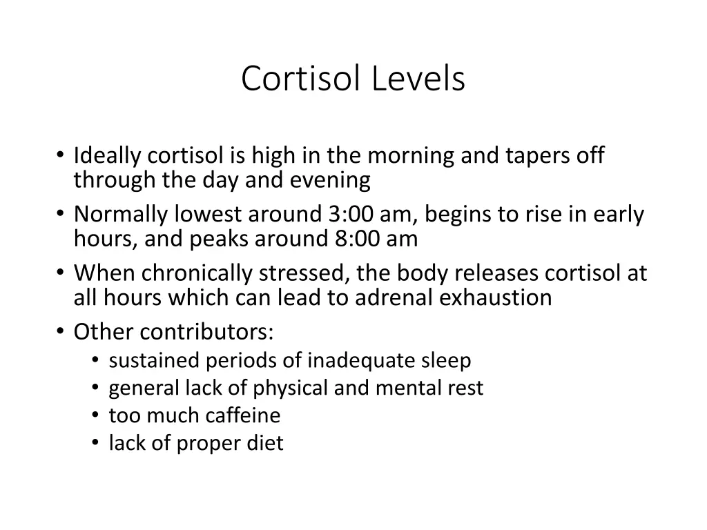 cortisol levels