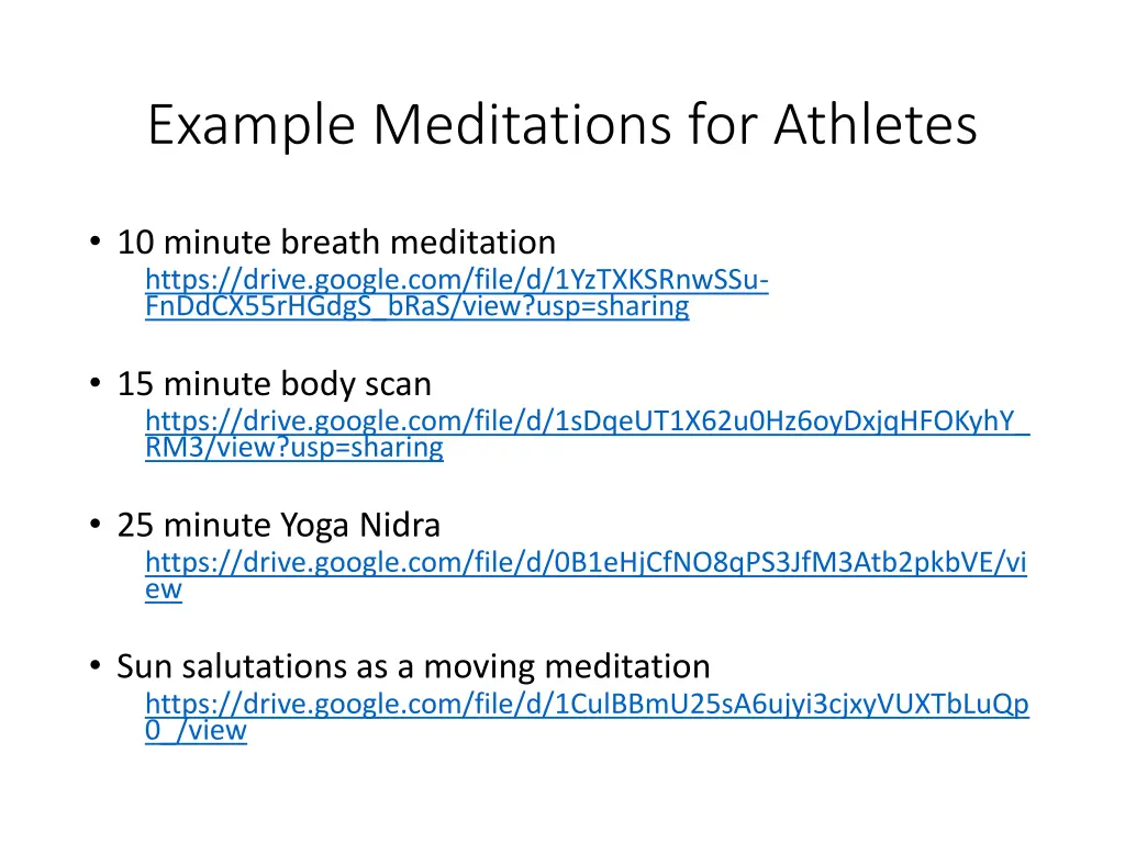 example meditations for athletes