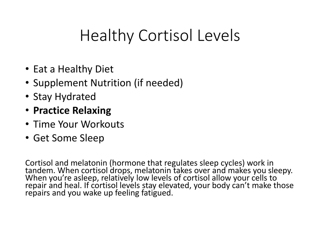 healthy cortisol levels