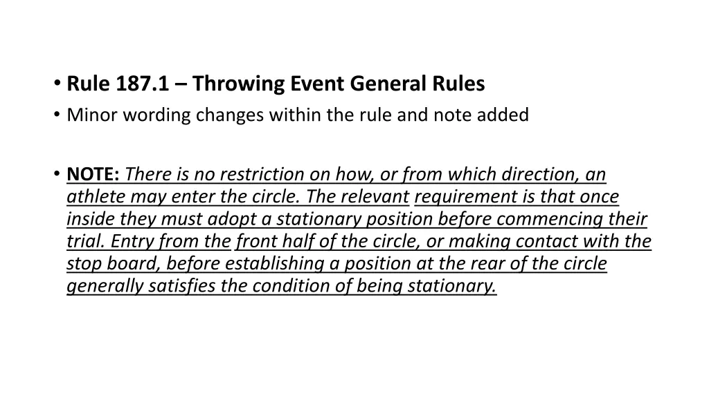 rule 187 1 throwing event general rules minor