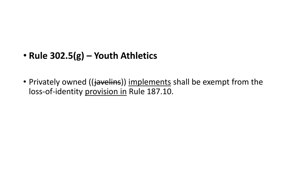 rule 302 5 g youth athletics