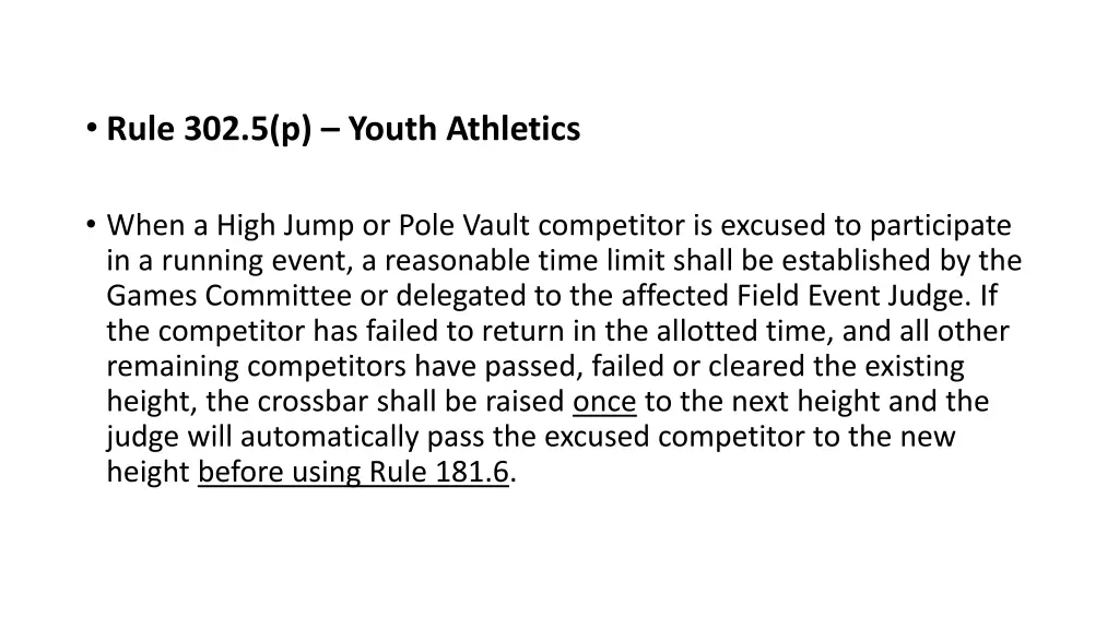 rule 302 5 p youth athletics