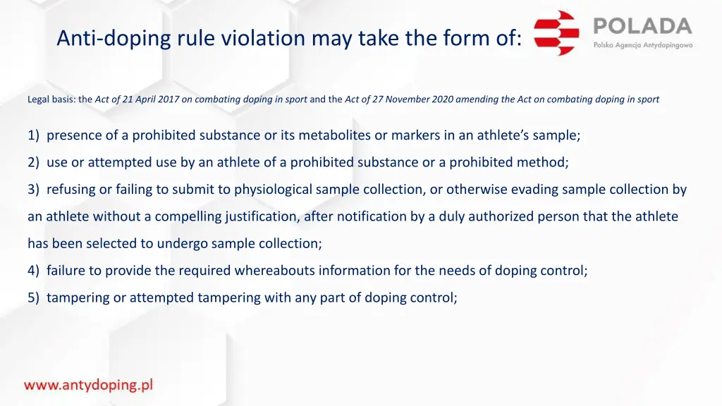 anti doping rule violation may take the form of