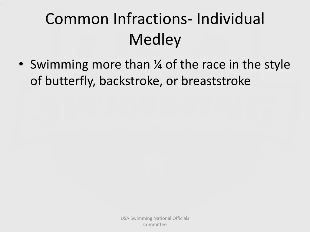 common infractions individual medley