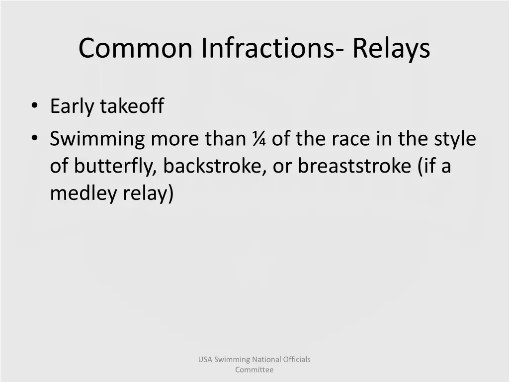 common infractions relays