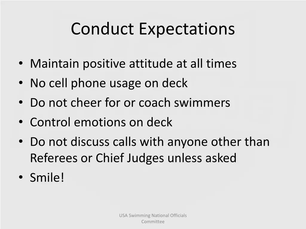 conduct expectations