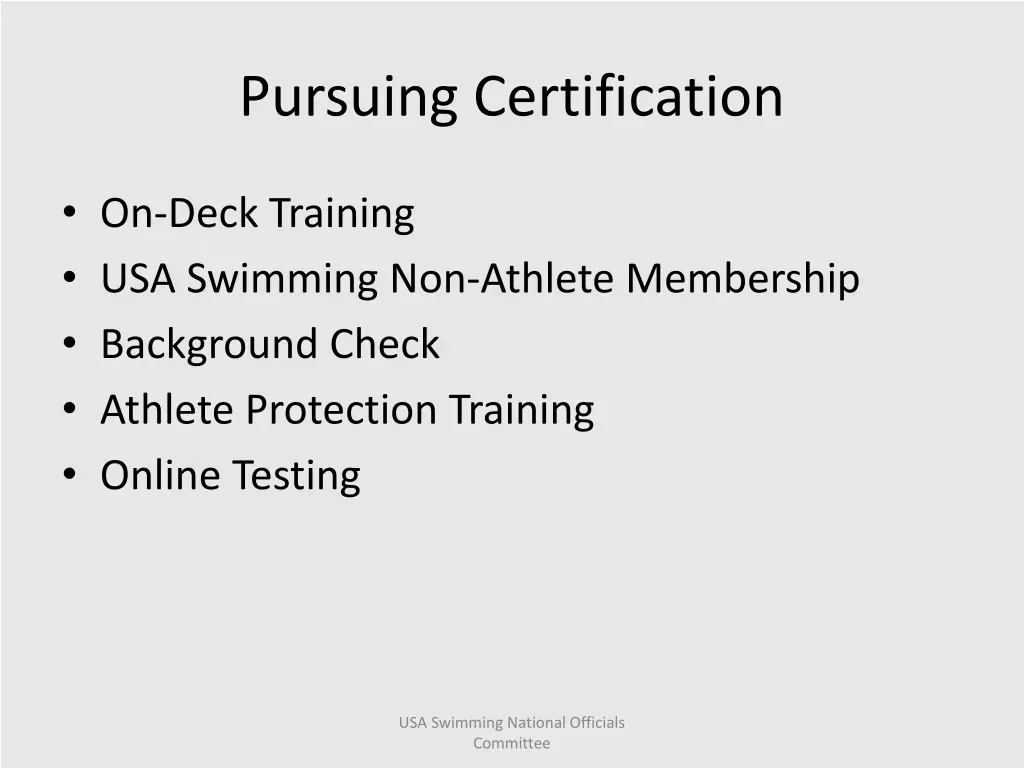 pursuing certification