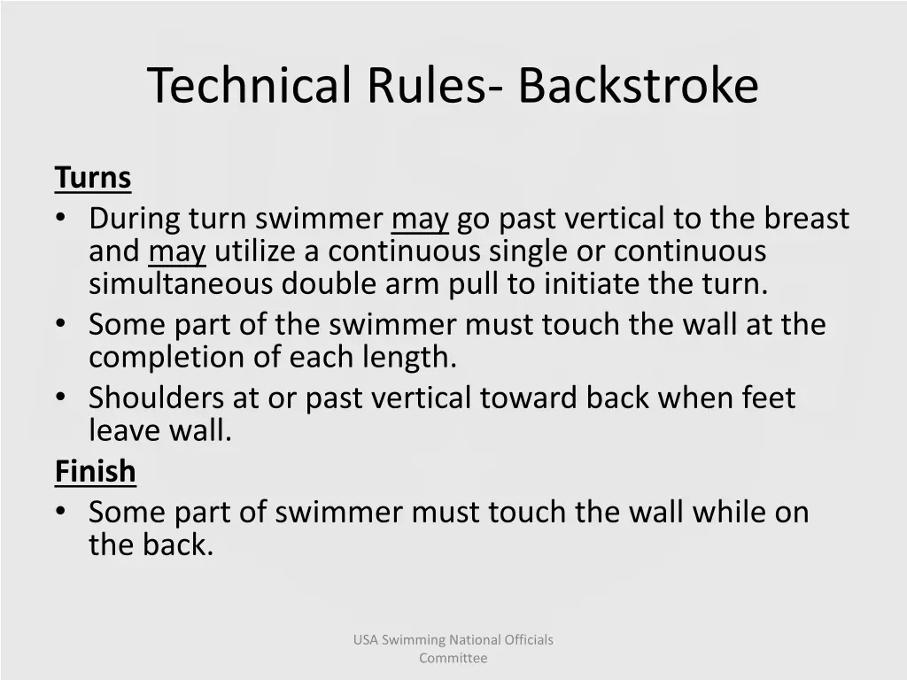 technical rules backstroke 1